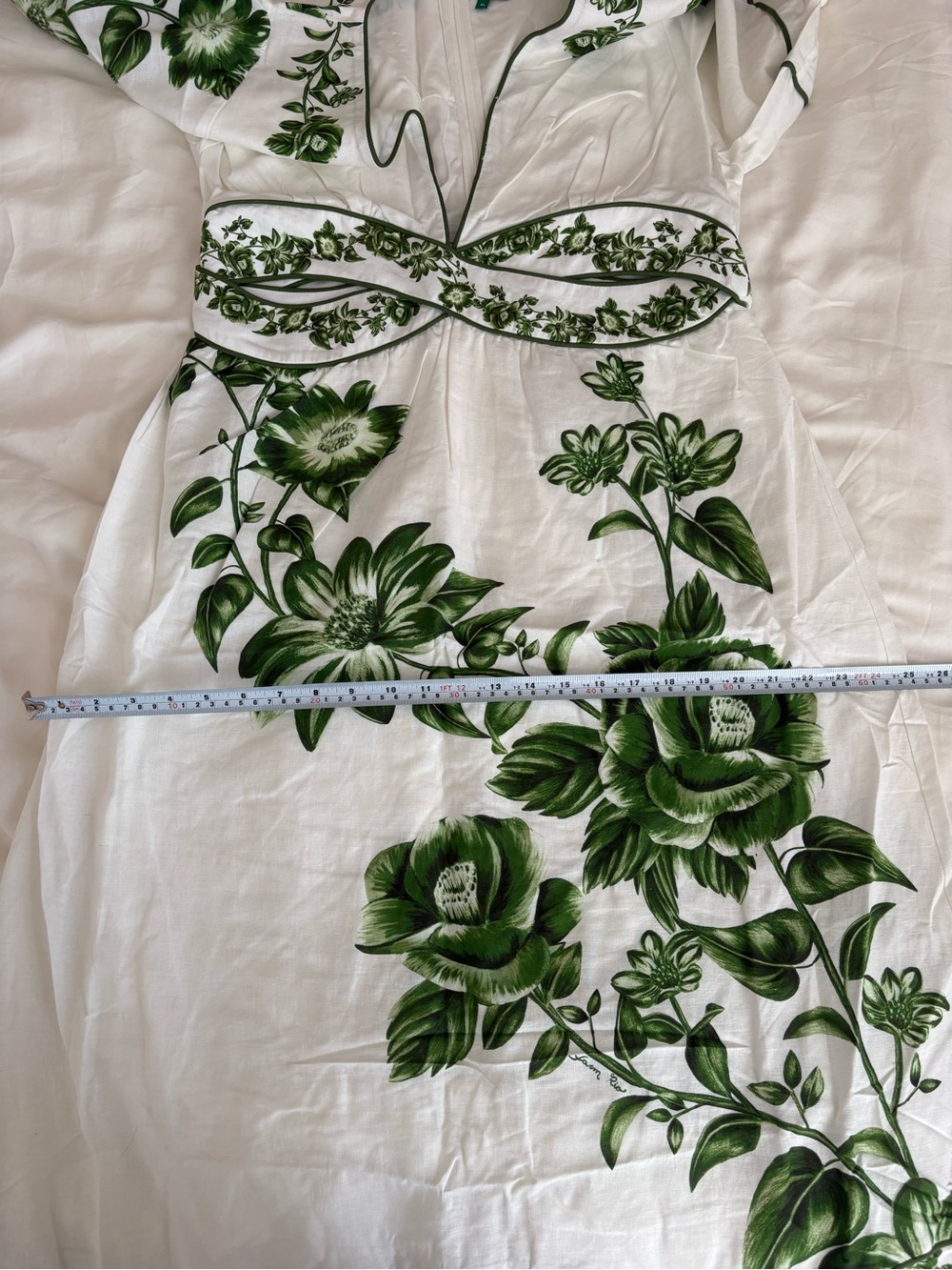 NWOT Farm Rio Off-White Green Floral Cascade Midi Dress XL - Picture 15 of 16